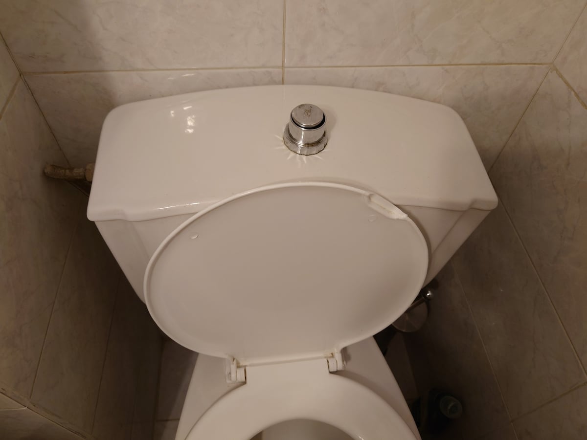 水を流すときはタンク上部のボタンを押す