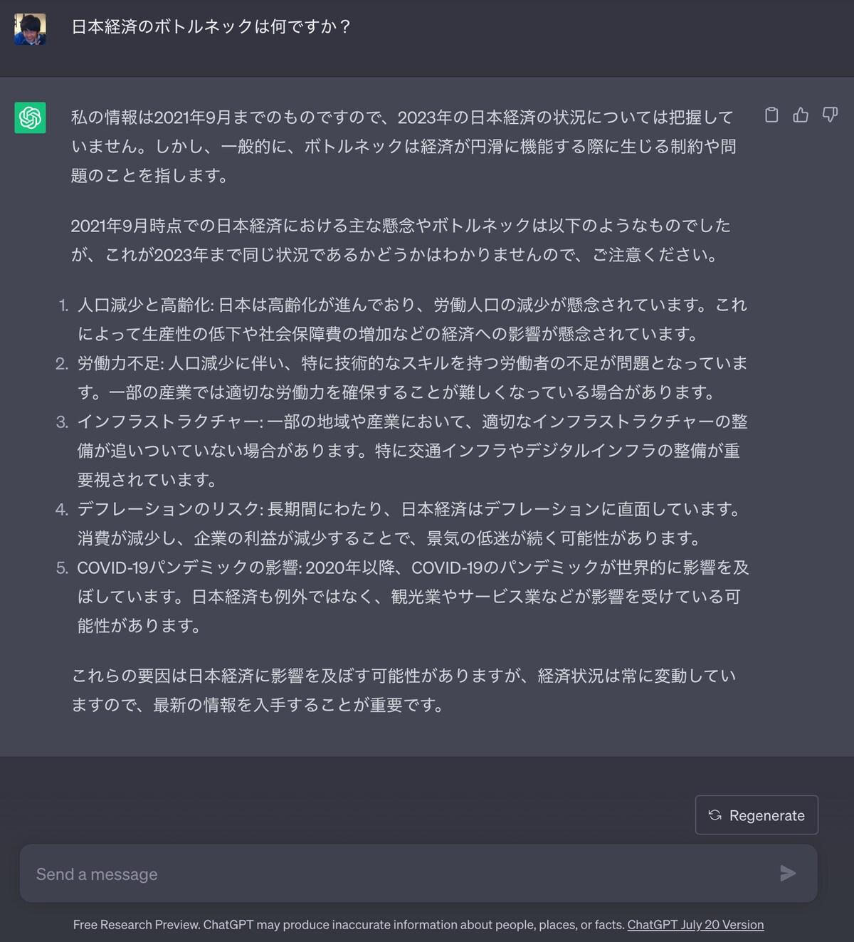 筆者とチャットGPTのやり取り