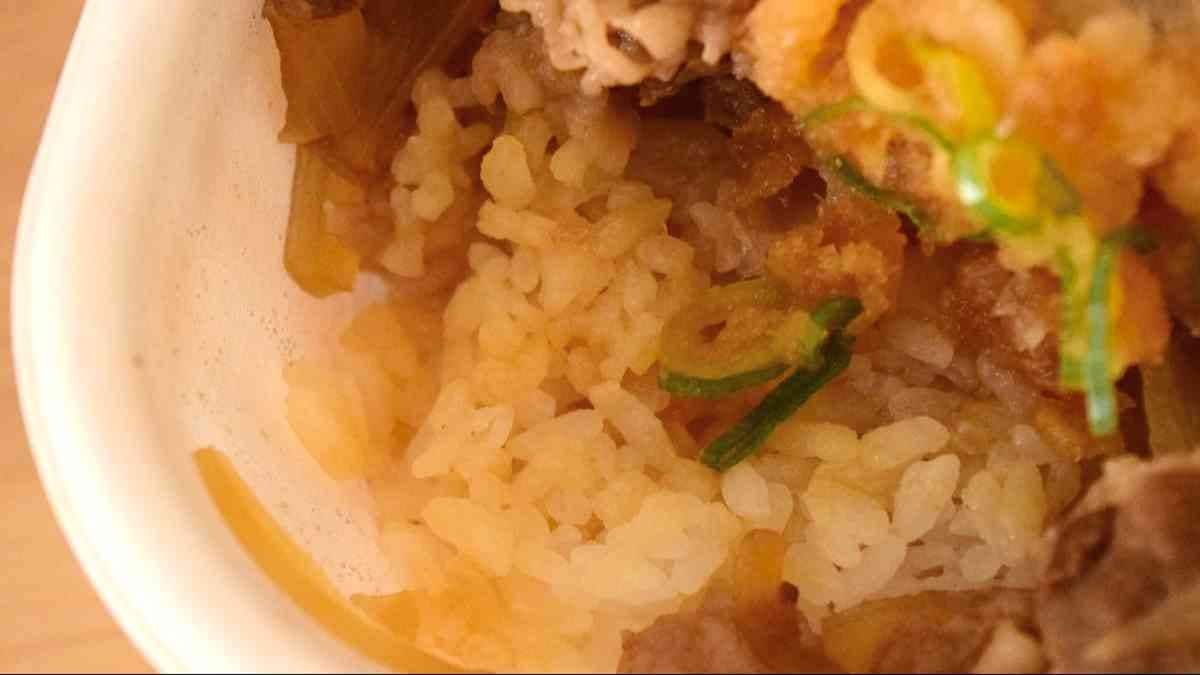 ごはんにも少しポン酢がしみ込んでいますので、全体的に一体感があります