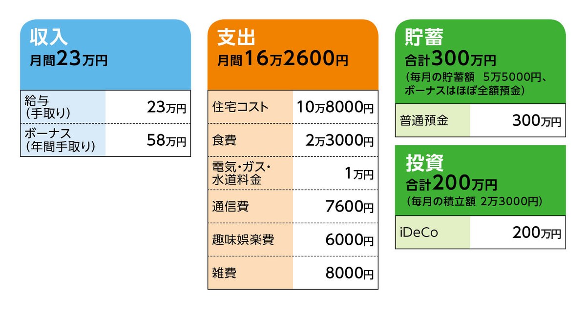 相談者「ブルースカイ」さんの家計収支データ