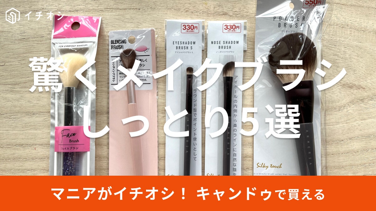 100均キャンドゥのメイクブラシはしっとりしなやか！500円以下の5種類を比較