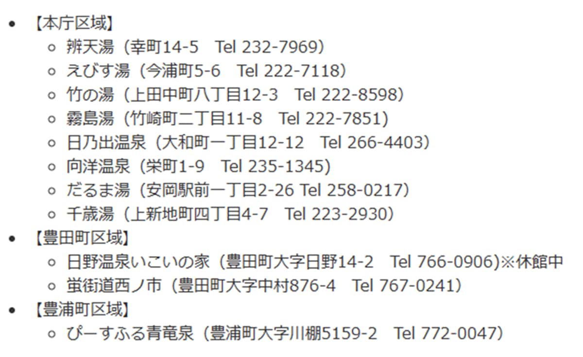 出典：下関市「高齢者銭湯等利用助成（いきいきシルバー銭湯デー）」利用施設 (shimonoseki.lg.jp)