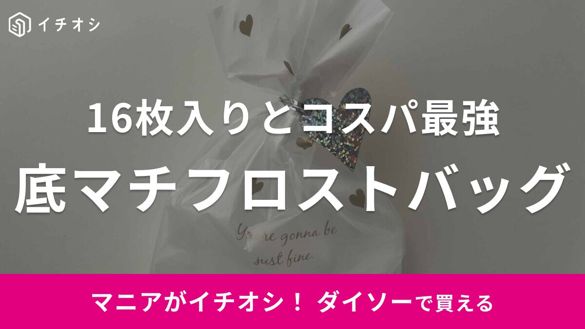 【ダイソー】底マチ付きの「フロストバッグ」がバレンタインラッピングに使える！