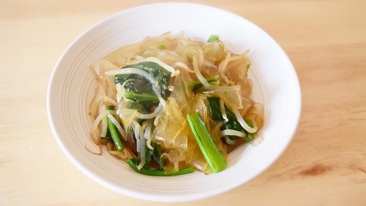 焼肉のたれ・にんにく・ごま油で味付けして炒めてみました