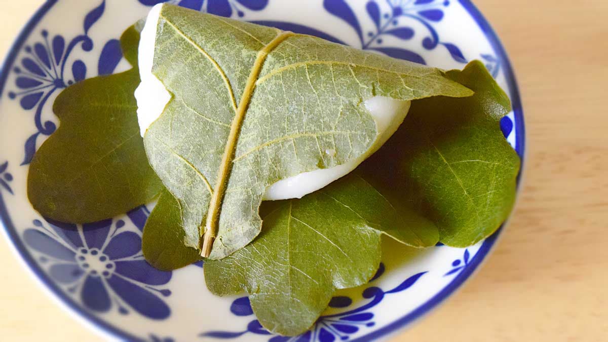 パッケージから取り出すと、柏葉の香りが漂ってきます。