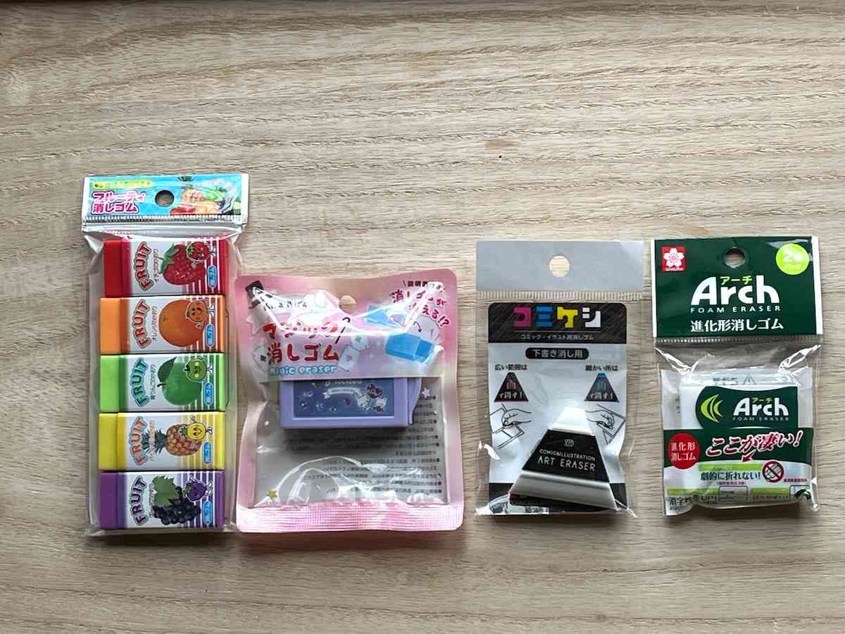 セリアの消しゴムは110円（税込）で種類を楽しく選べる