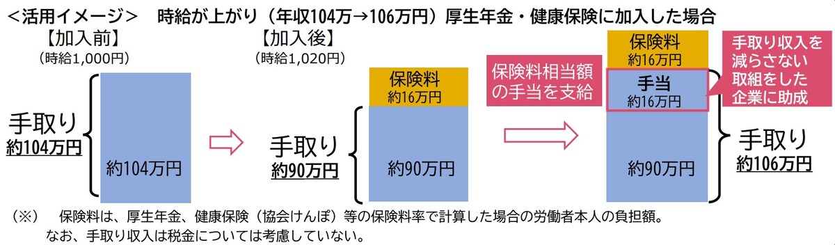 社会保険適用促進手当,厚生労働省,106万円の壁