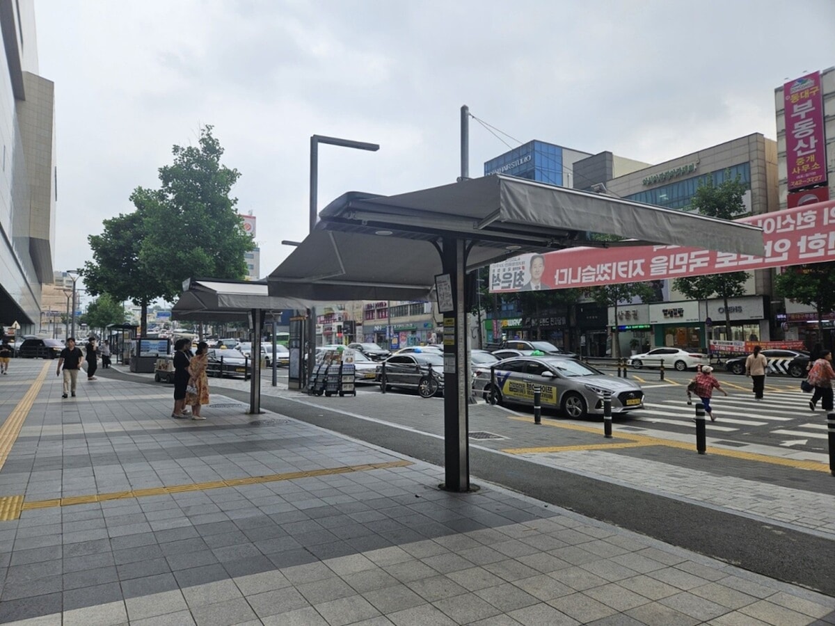 横断歩道のパラソル
