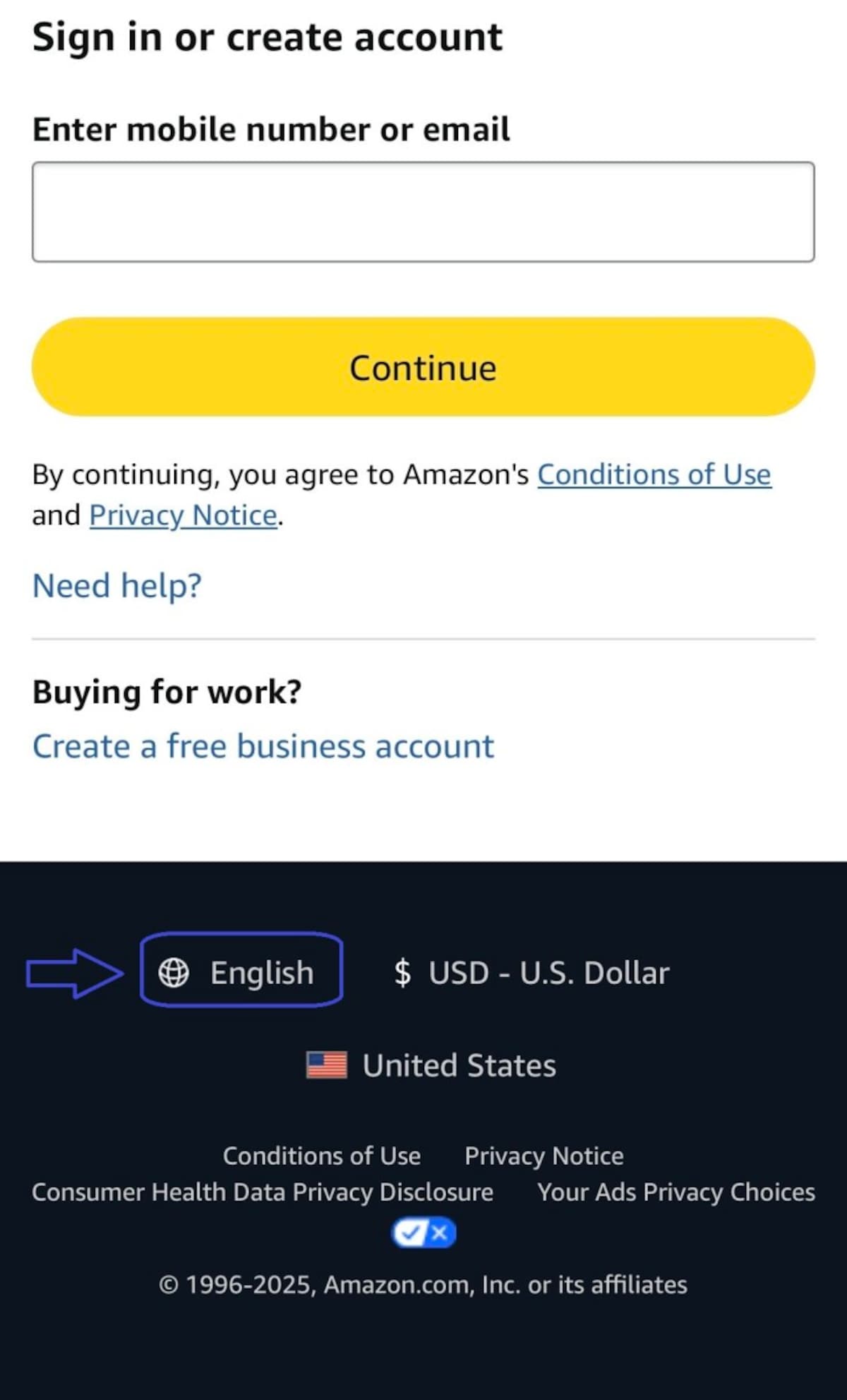 Amazonアカウントの言語設定をブラウザで変更する
