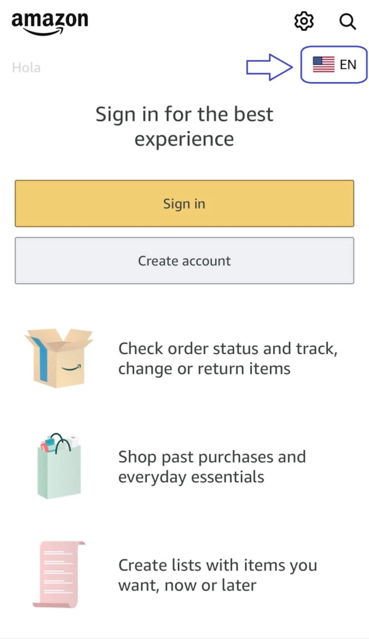 Amazonアカウントの言語設定をアプリで変更する
