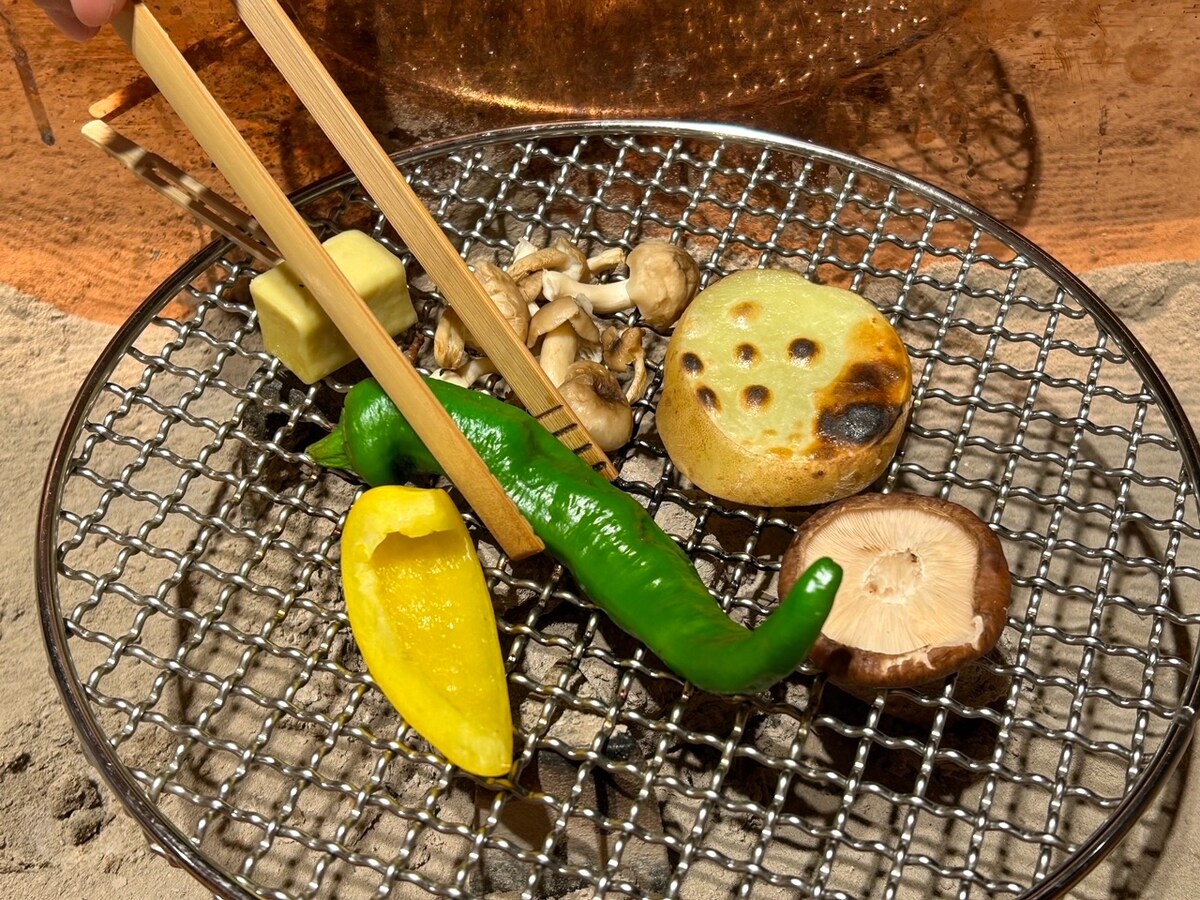 京野菜や地物野菜の炭火焼