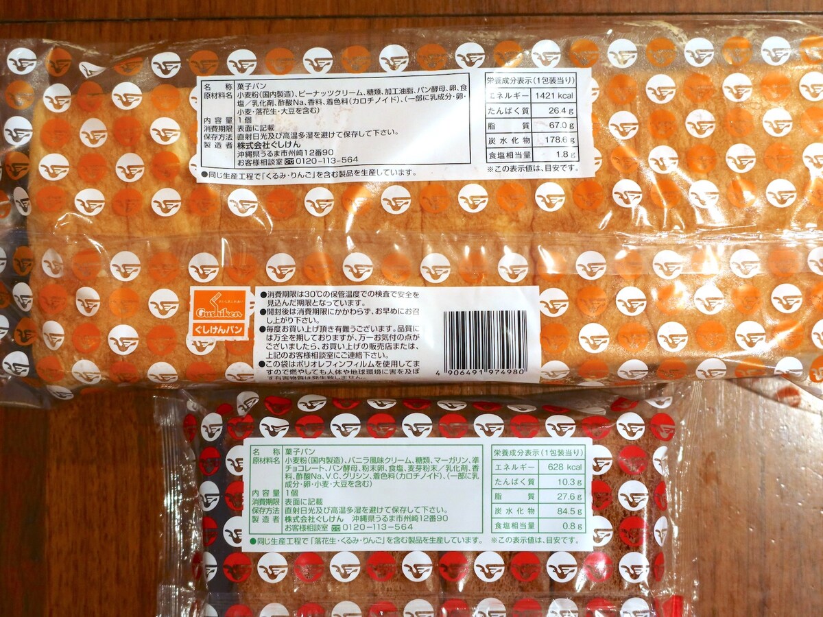 なかよしパンの原材料表記