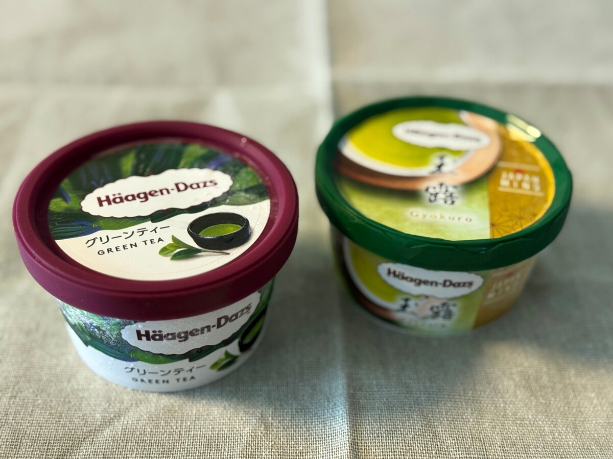 ハーゲンダッツの定番商品「グリーンティー」と、期間限定の「玉露」