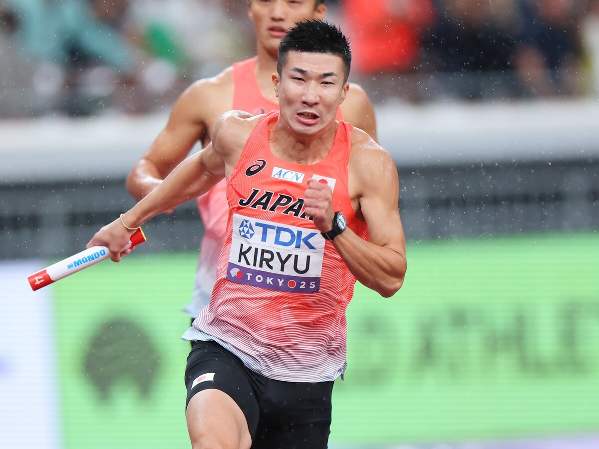 男子4×100mリレーで激走を見せてくれた桐生祥秀選手 写真:長田洋平/アフロスポーツ