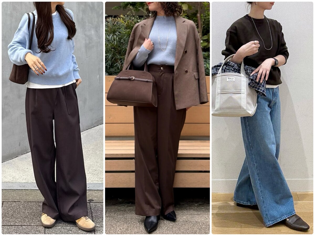 トレンド感がアップするブラウン＆ブルーの配色を取り入れて