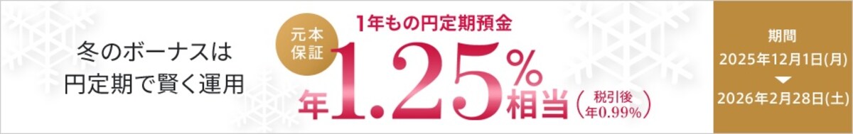 冬の1年もの特別金利キャンペーン（出典：auじぶん銀行株式会社）