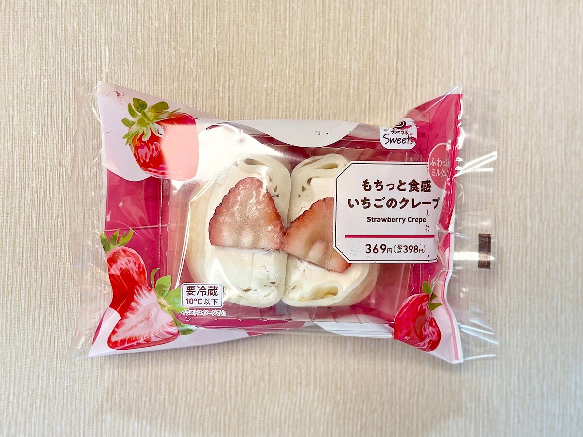 「もちっと食感 いちごのクレープ」398円（税込） 