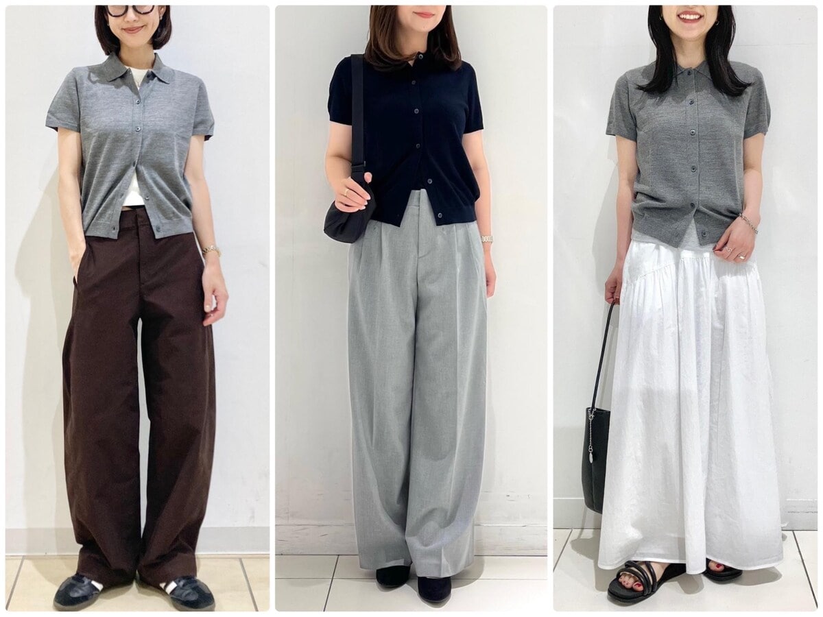 オンオフ問わず着られる、きれいめな半袖ポロカーディガンが「買い」です！