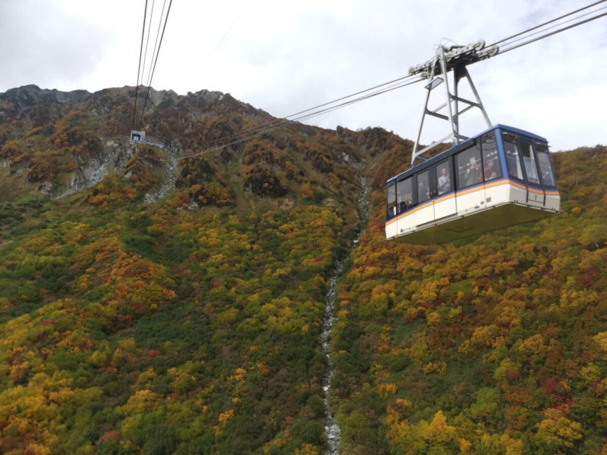 立山ロープウェイと立山連峰の紅葉
