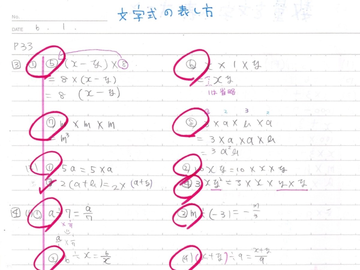 数学のノート 取り方・書き方　内申点アップ・上げる
