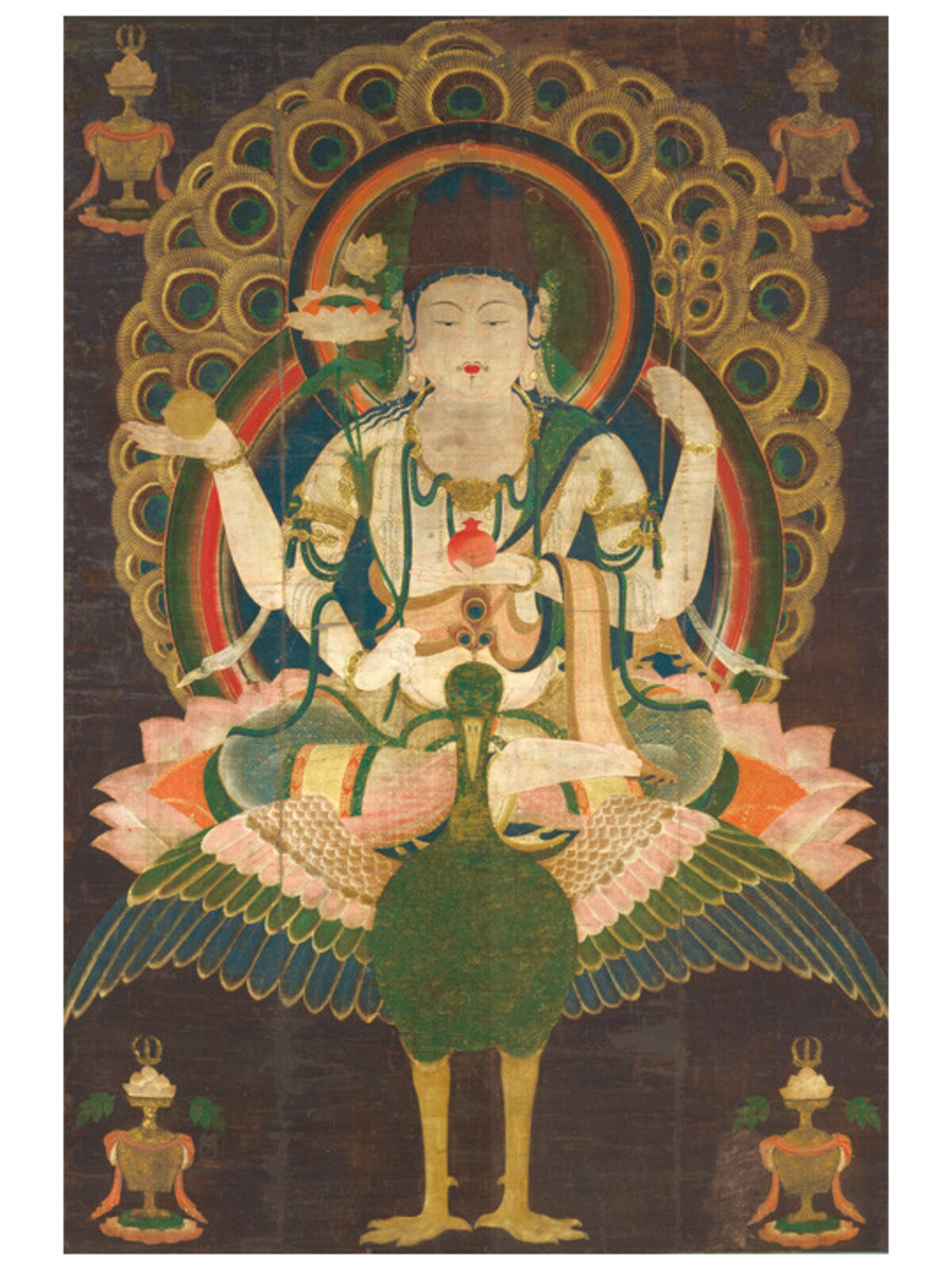 国宝《孔雀明王像》平安時代後期(12世紀)、東京国立博物館蔵、Image:TNM Image Archives 7月13日~8月7日までの期間限定出品なのでお見逃しなく(画像提供:横浜美術館)