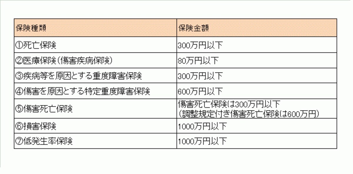 少額短期保険の保険金額