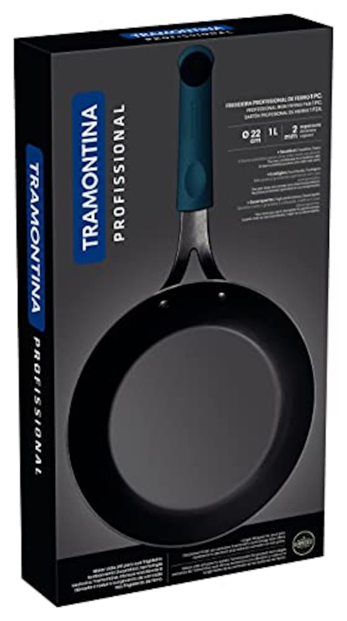  トラモンティーナ プロフェッショナル 鉄 フライパン 22cm IH対応 取り外し シリコンハンドル 耐久性 ギフト ブラジル製 20766/022 TRAMONTINA画像5 