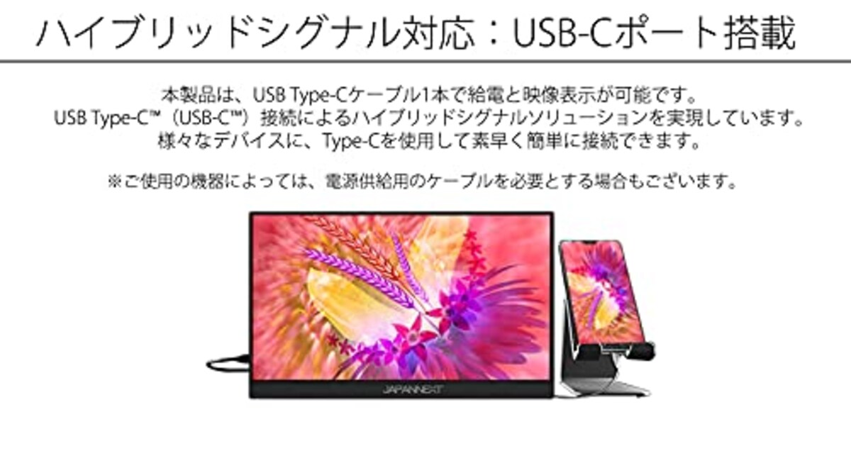  JAPANNEXT JN-MD-IPS1330FHDR-A 13.3型 フルHD モバイルモニター USB Type-C miniHDMI画像4 