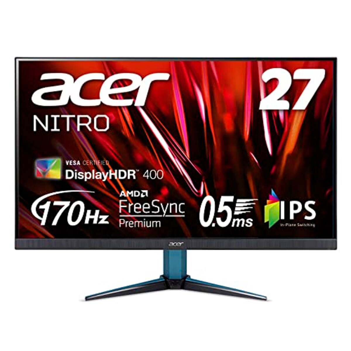 Acer ゲーミングモニター Nitro VG272UVbmiipx 27インチ IPS 非光沢 WQHD 170Hz 0.5ms (GTG, Min.) PC/PS5/Xbox X/S向き HDMI AMD FreeSync™ Premium対応 VESA DisplayHDR™ 400 スピーカー内蔵 VESAマウント対応 チルト フリッカーレス ブルーライト軽減