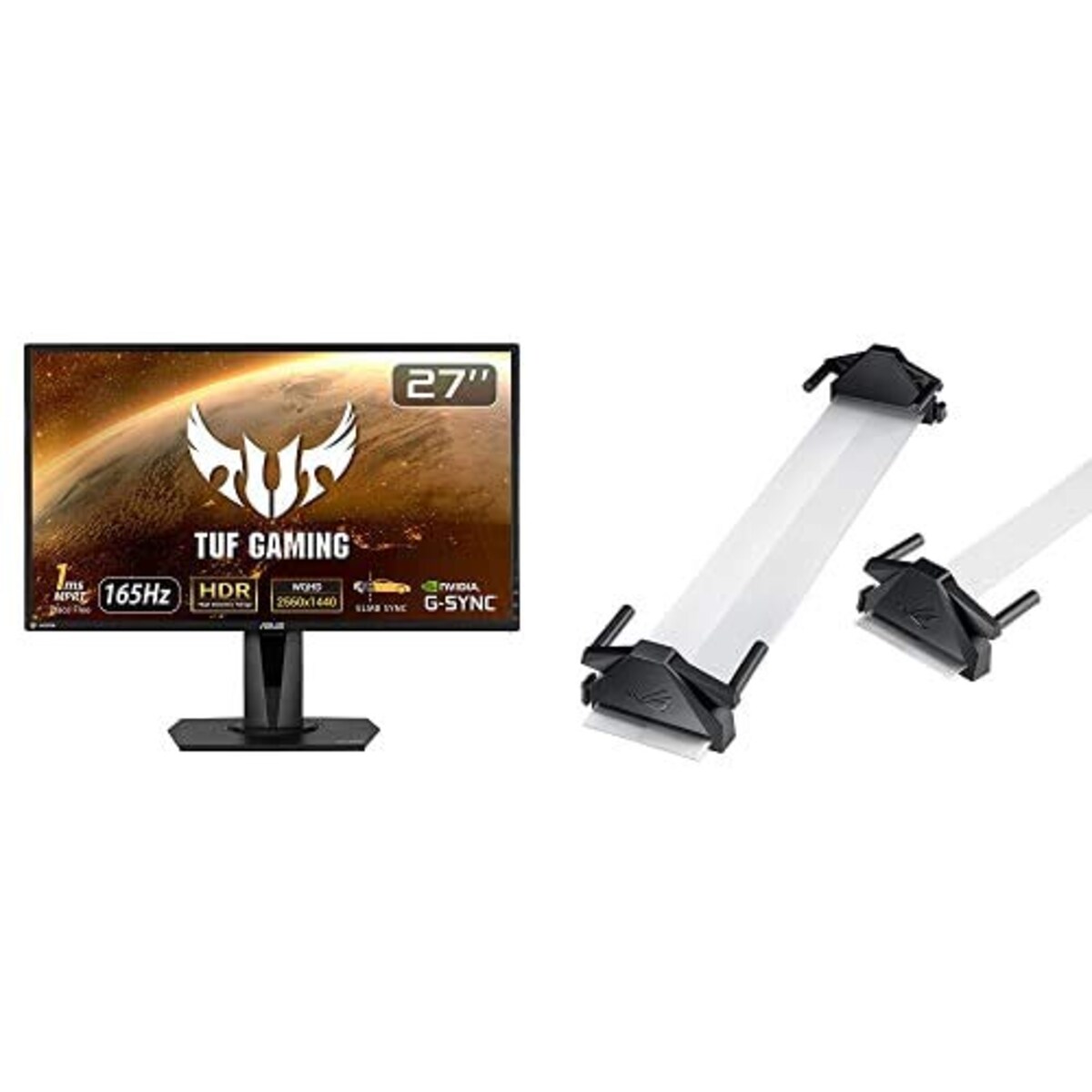 【ベゼルフリーキットセット】ASUS TUF Gaming ゲーミングモニター VG27AQ 27インチ WQHD HDR IPS 165Hz 1ms HDMI×2 ポートDP G-SYNC Compatible ELMB
