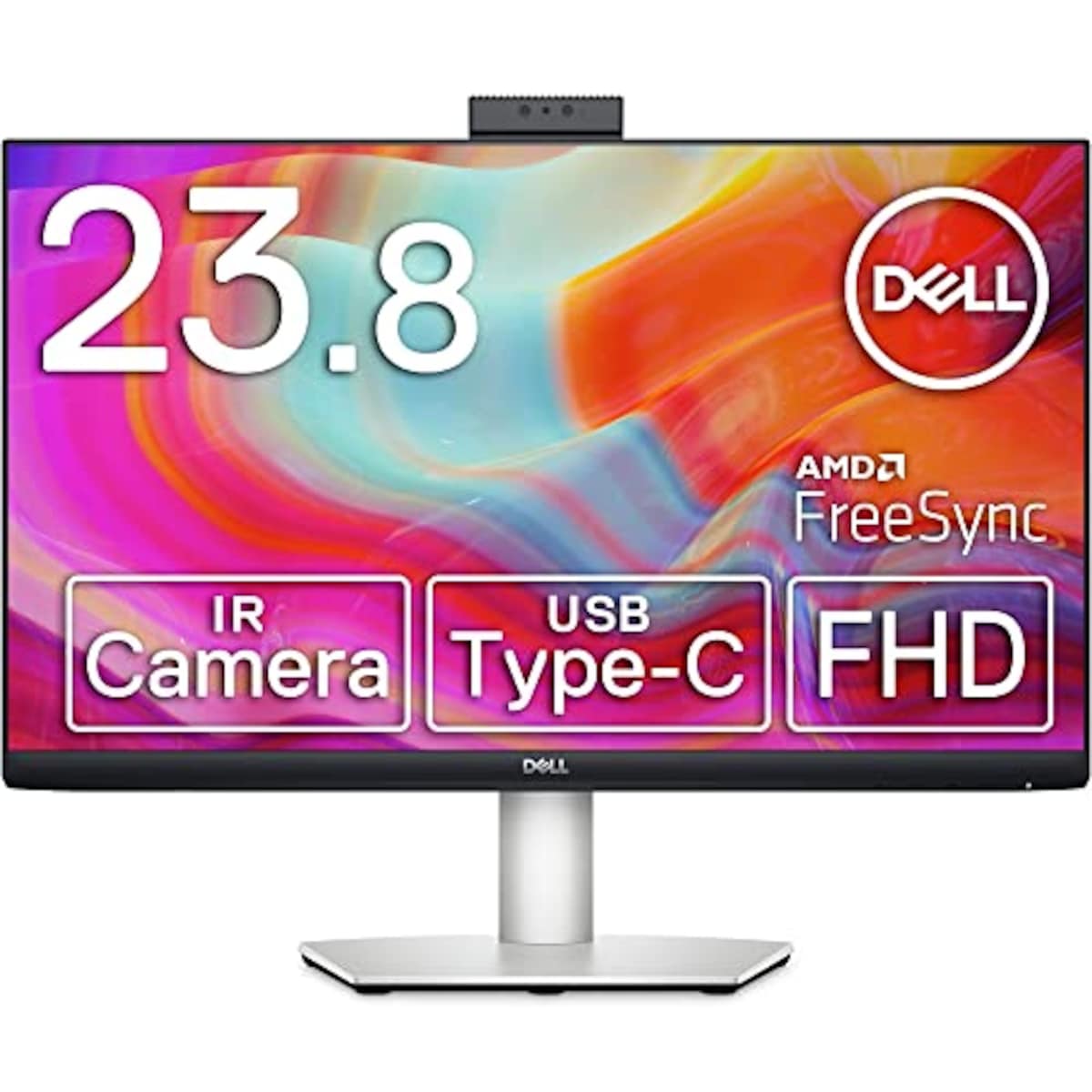 Dell S2422HZ 23.8インチ ビデオ会議 モニター ディスプレイ (FHD/IPS 非光沢/USB-C HDMI DisplayPort/sRGB 99%/縦横回転 高さ調整/AMD FreeSync/IRカメラ マイク スピーカー) Teams認定 顔認証 収納可能カメラ