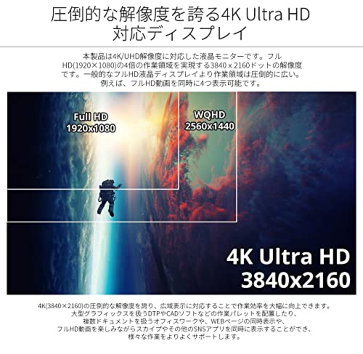  JAPANNEXT 31.5インチIPS系パネル搭載 4K解像度（3840x2160）液晶モニター JN-IPS315UHDR HDMI DP PIP/PBP画像2 