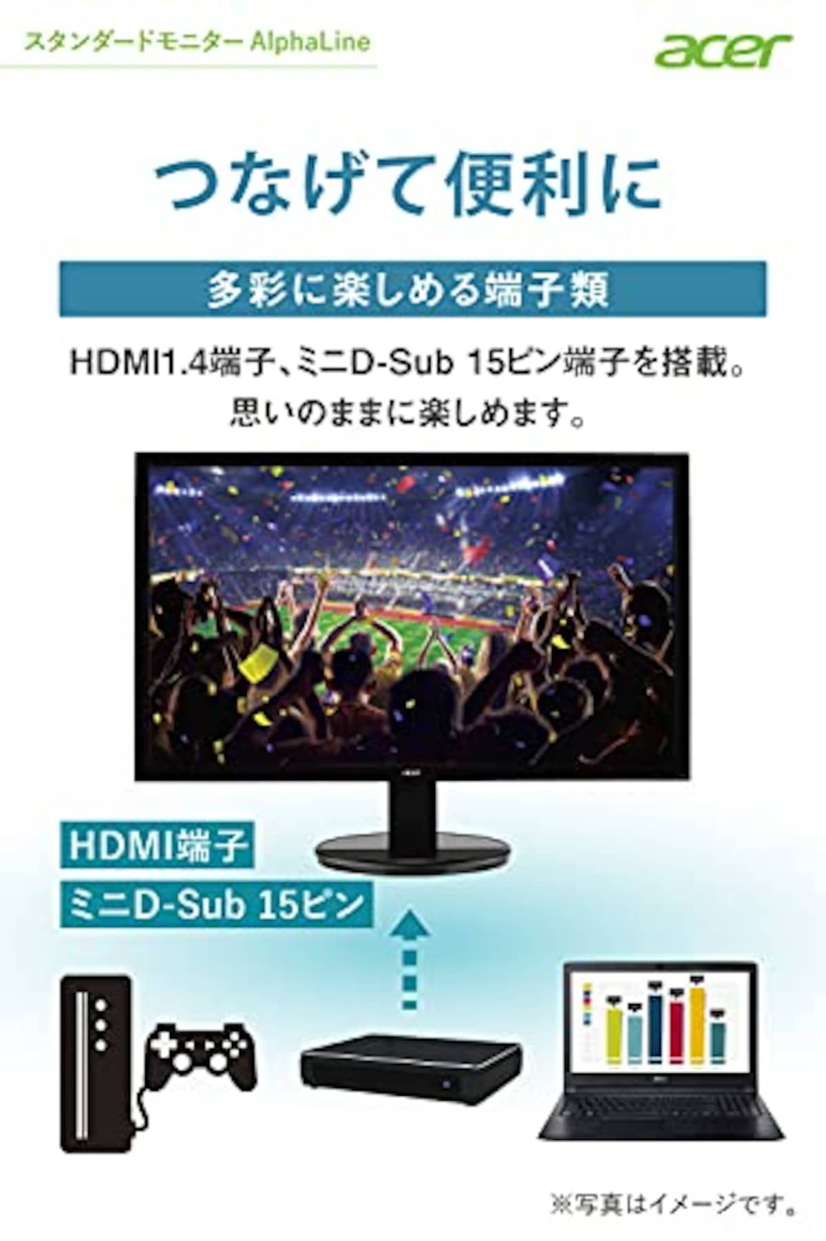  Acer モニター AlphaLine K202HQLbi 19.5インチ TN 非光沢 HD 5ms 75Hz HDMI VESAマウント対応 フリッカーレス ブルーライト軽減画像6 