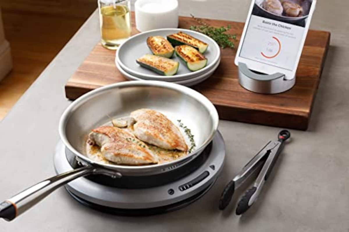  Hestan Cue へスタン キュー Iot家電 専用アプリ Bluetooth対応 スマート フライパン 単品 28cm ステンレス製 シルバー画像6 