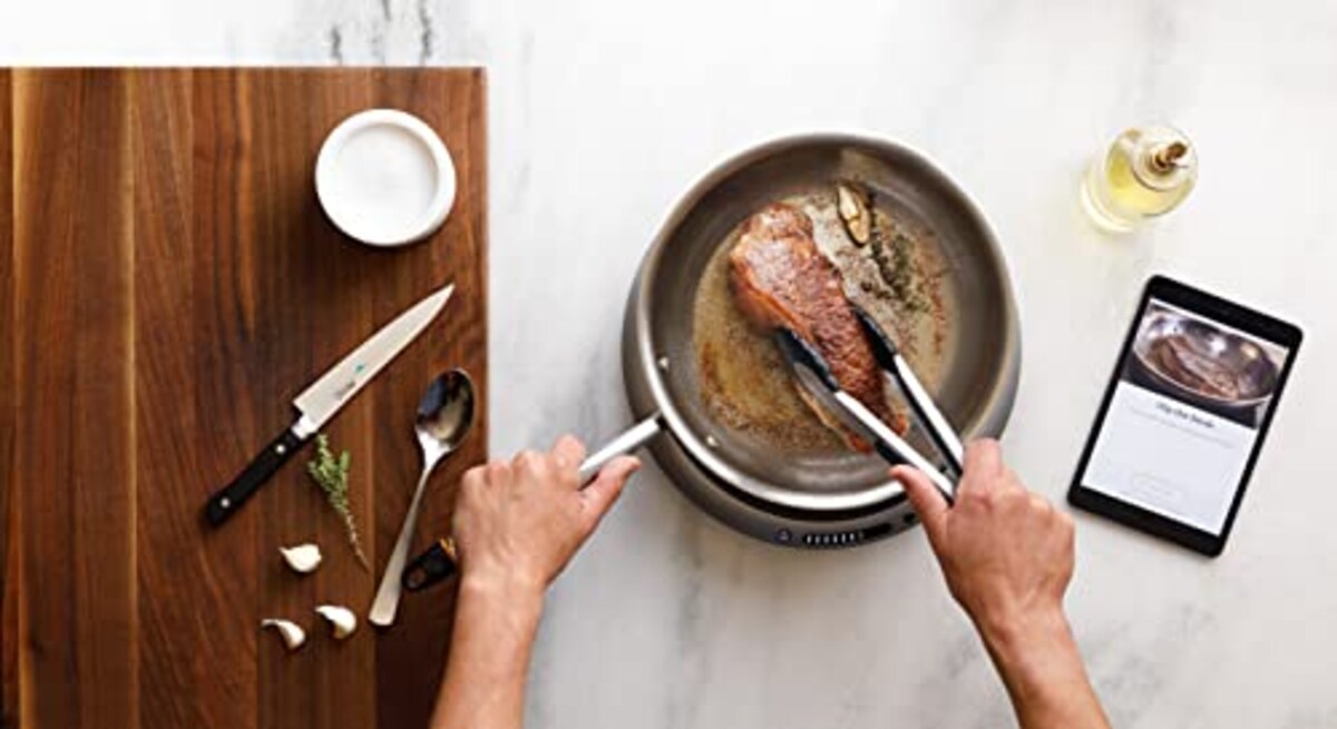  Hestan Cue へスタン キュー Iot家電 専用アプリ Bluetooth対応 スマート フライパン 単品 28cm ステンレス製 シルバー画像9 