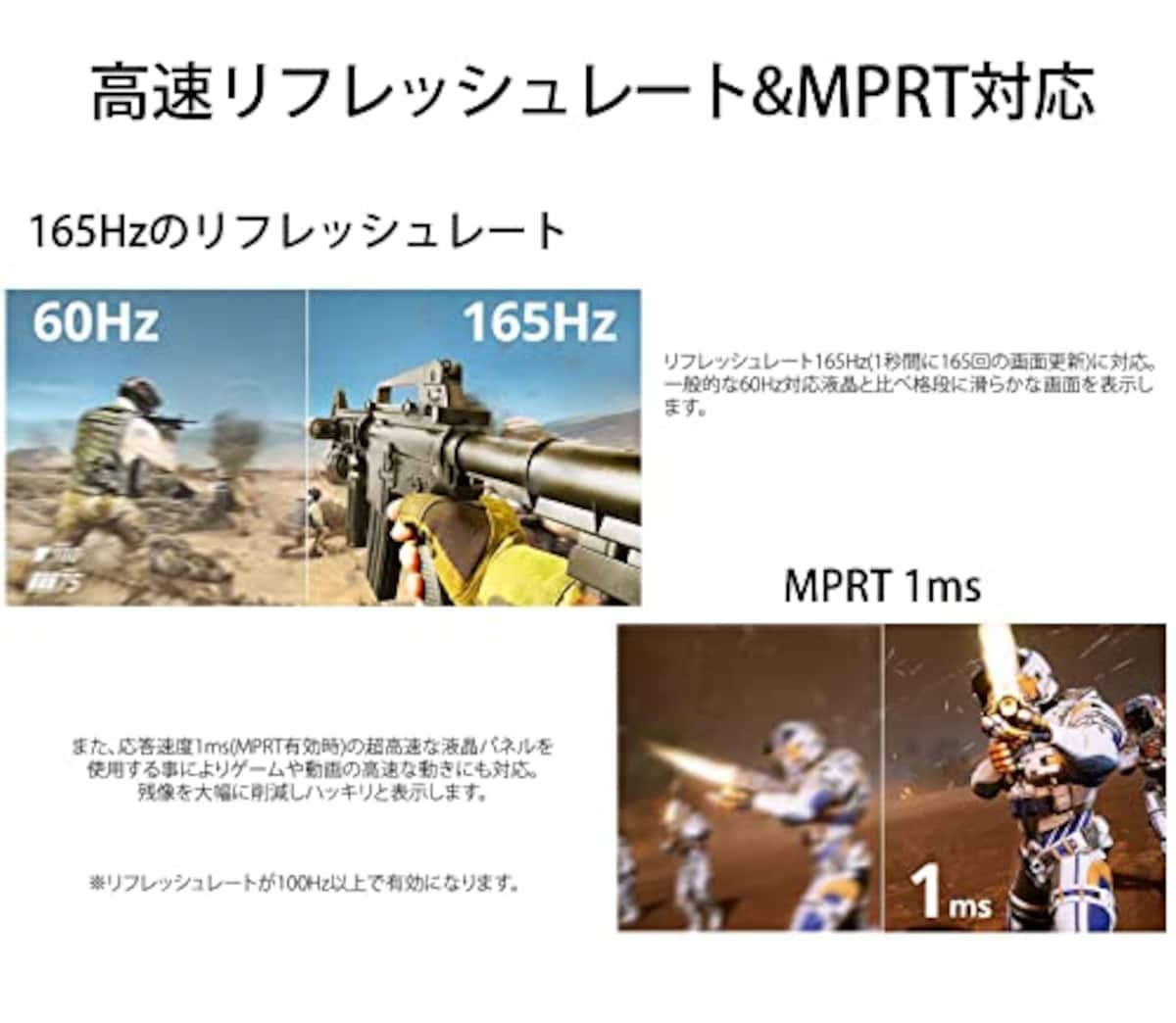  【Amazon.co.jp限定】JapanNext 31.5インチ WQHD解像度(2560x1440)165Hz対応ゲーミングモニター JN-V3150WQHDR165 HDMI DP画像3 