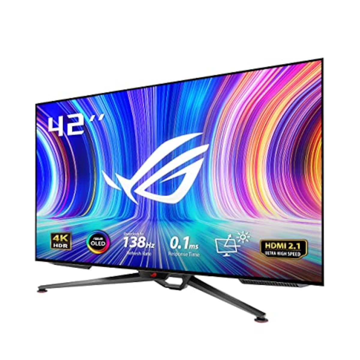 ASUS ゲーミングモニター 有機EL ROG Swift OLED PG42UQ 41.5インチ/4K/138Hz/0.1ms応答速度/ノングレア/HDMI 2.1,DP/98% DCI-P3/カスタムヒートシンク/HDR/国内正規品