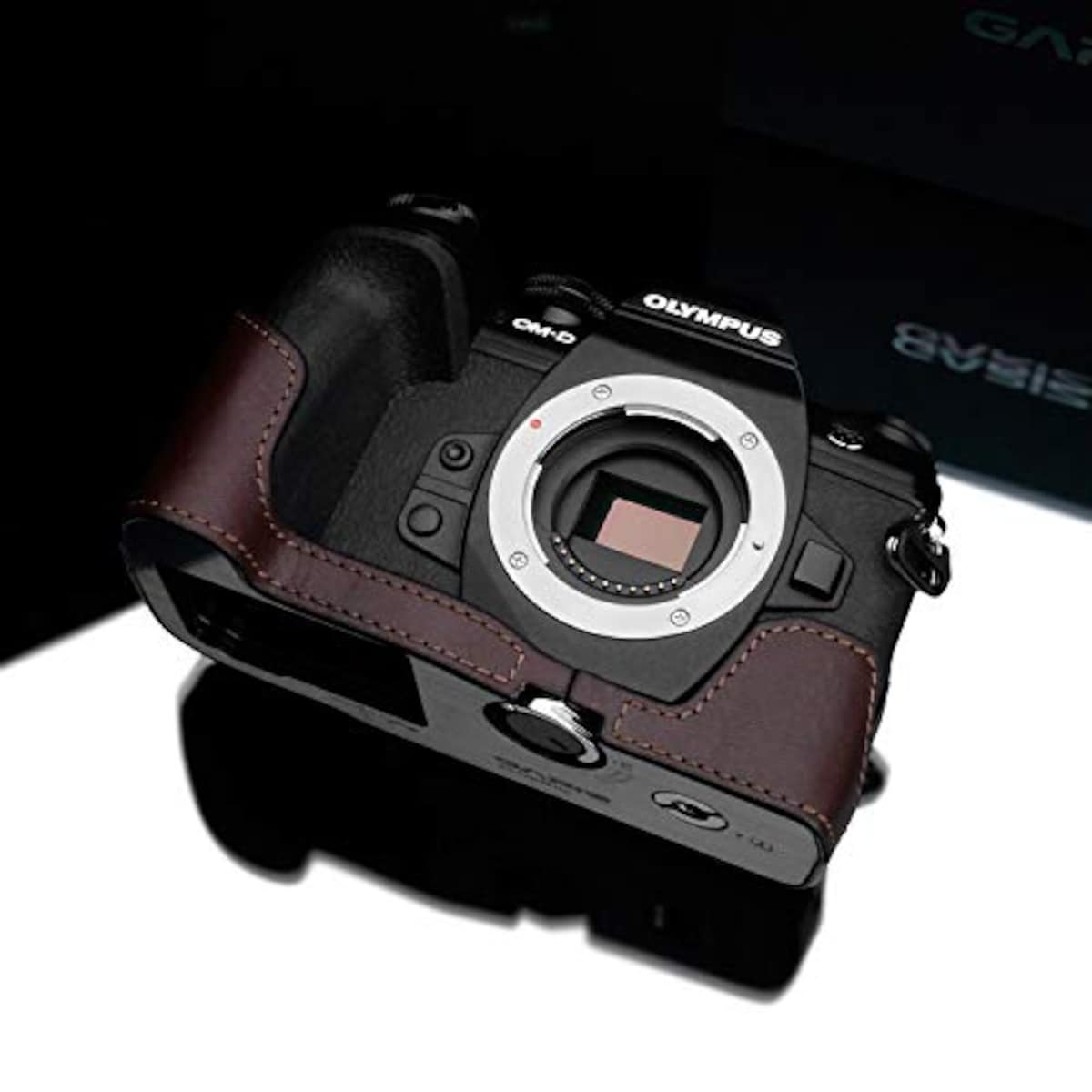  GARIZ OLYMPUS OM-D E-M1 Mark III 用 本革カメラケース XS-CHEM1IIIBR ブラウン画像6 