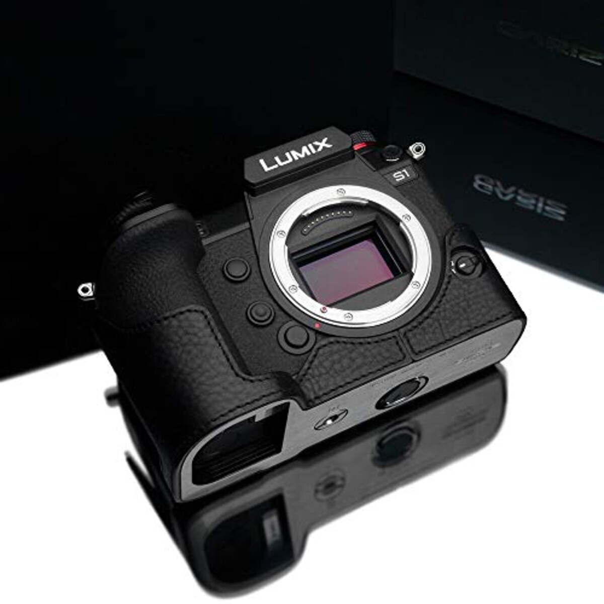  GARIZ Panasonic LUMIX S1 用 本革カメラケース XS-CHS1BK ブラック画像6 