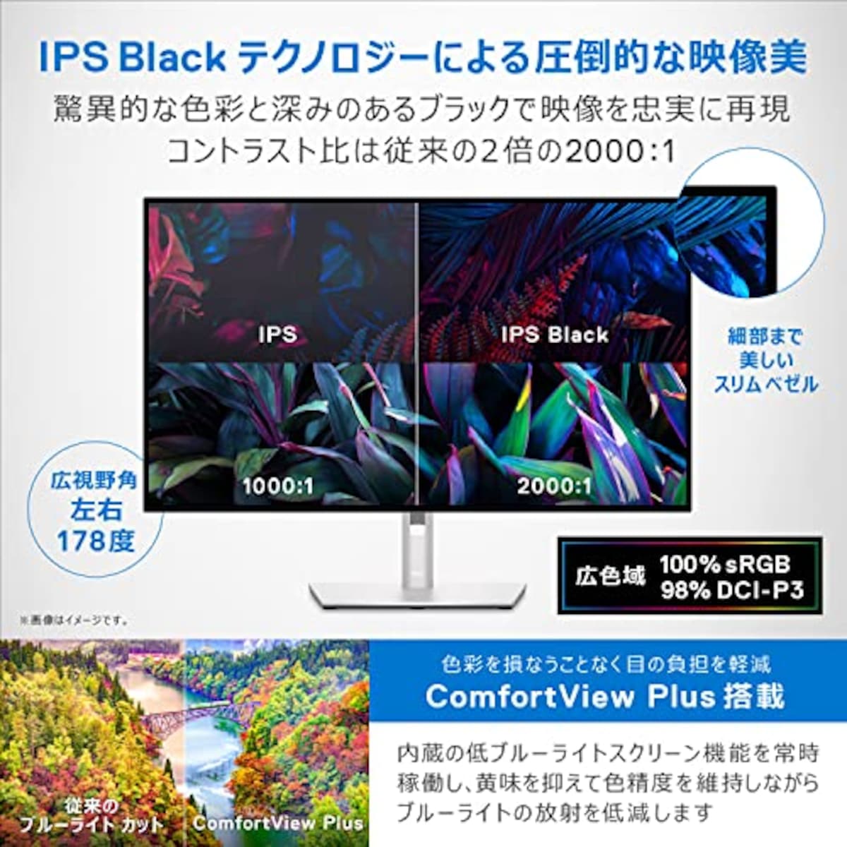  Dell U3223QE 31.5インチ 4K ハブモニター(3年間無輝点交換保証/IPS Black・非光沢/USB Type-C・DP・HDMI/フレームレス/縦横回転・高さ調整/VESA DisplayHDR 400/Rec.709 100%)画像4 