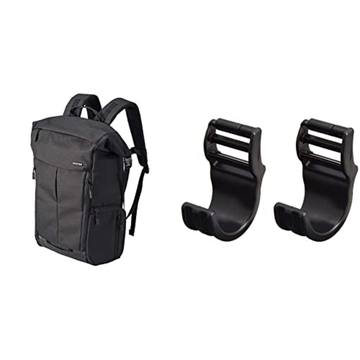 [ハクバ] 【セット買い】 HAKUBA カメラリュック プラスシェル シティ04 ロールトップバックパック ブラック SP-CT04-RBPBK + 首の負担がZEROフック KH-STH