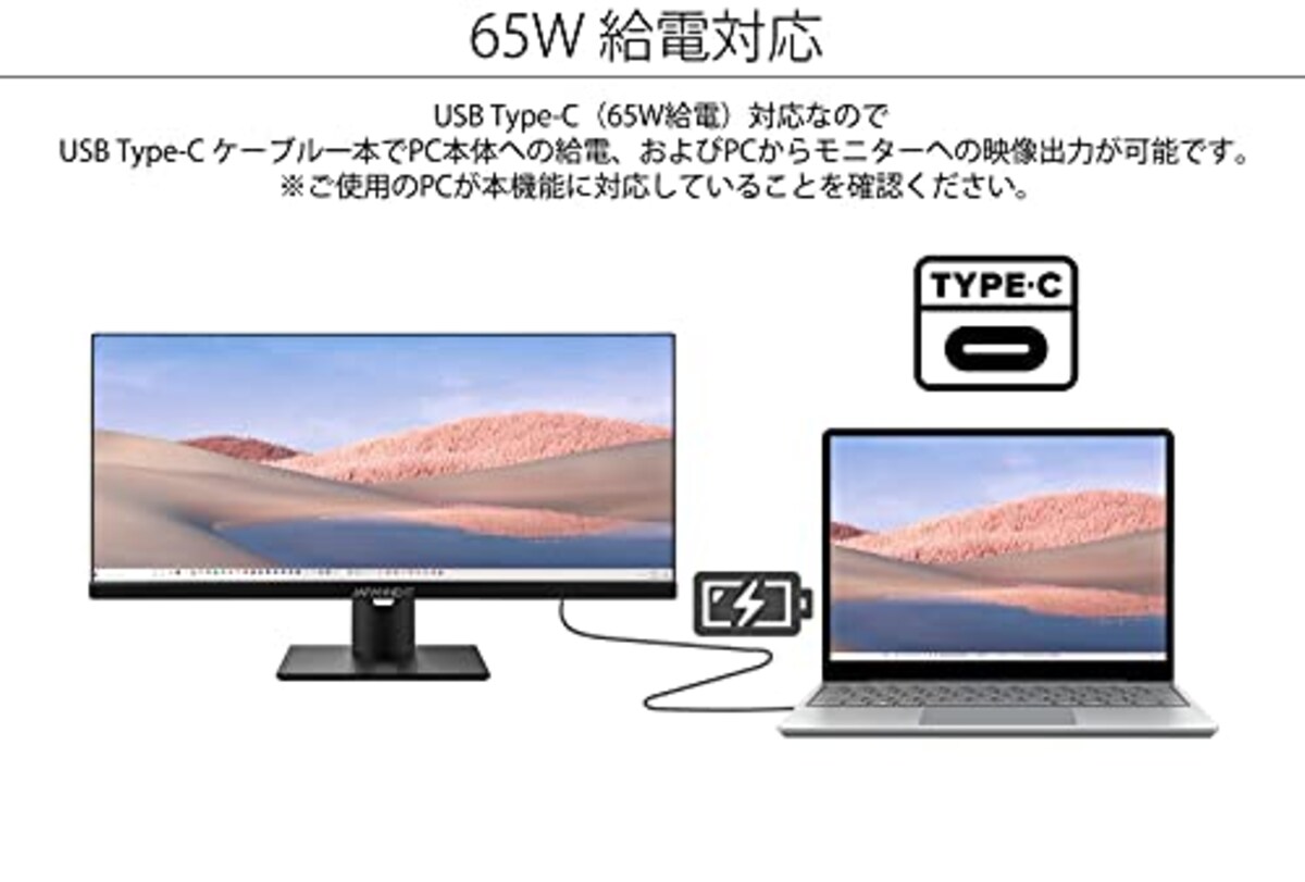  JAPANNEXT 29インチ ワイドFHD(2560 x 1080) 液晶モニター JN-IPS29WFHDR-C65W HDMI DP USB Type-C KVM画像3 