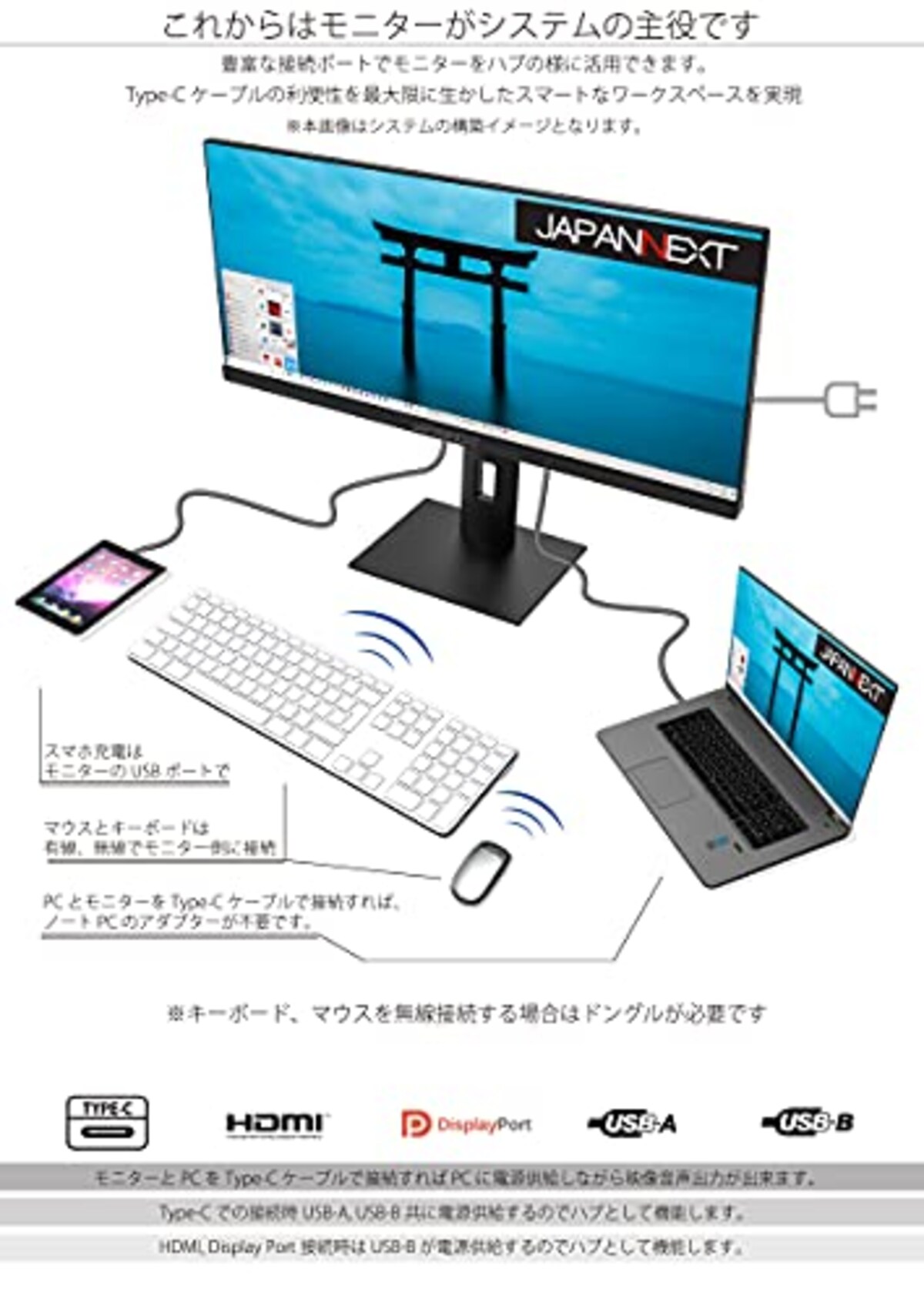  JAPANNEXT 29インチ ワイドFHD(2560 x 1080) 液晶モニター JN-IPS29WFHDR-C65W HDMI DP USB Type-C KVM画像8 