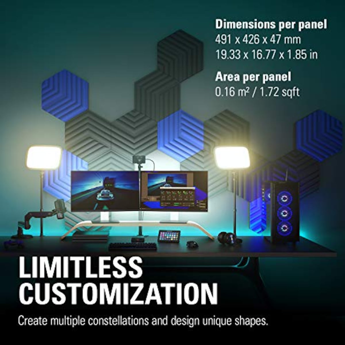 Elgato 吸音パネル Wave Panels Starter Set Black (ウェーブパネルズ スターターセット ブルー) セットアップ/取り外し簡単【日本正規代理店品】画像7