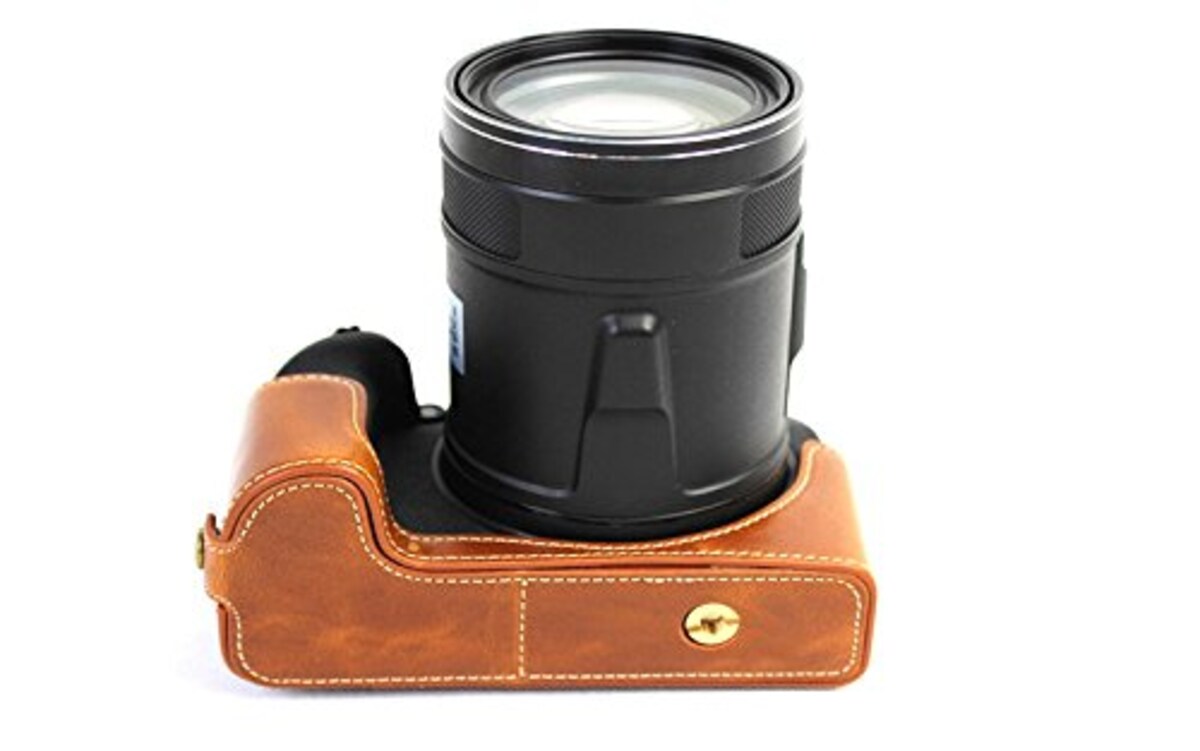  Nikon COOLPIX P900 ボトム ハーフ ボディケース 高級合皮レザー クリーニングクロス付き 172_1 (ダークブラウン)画像7 