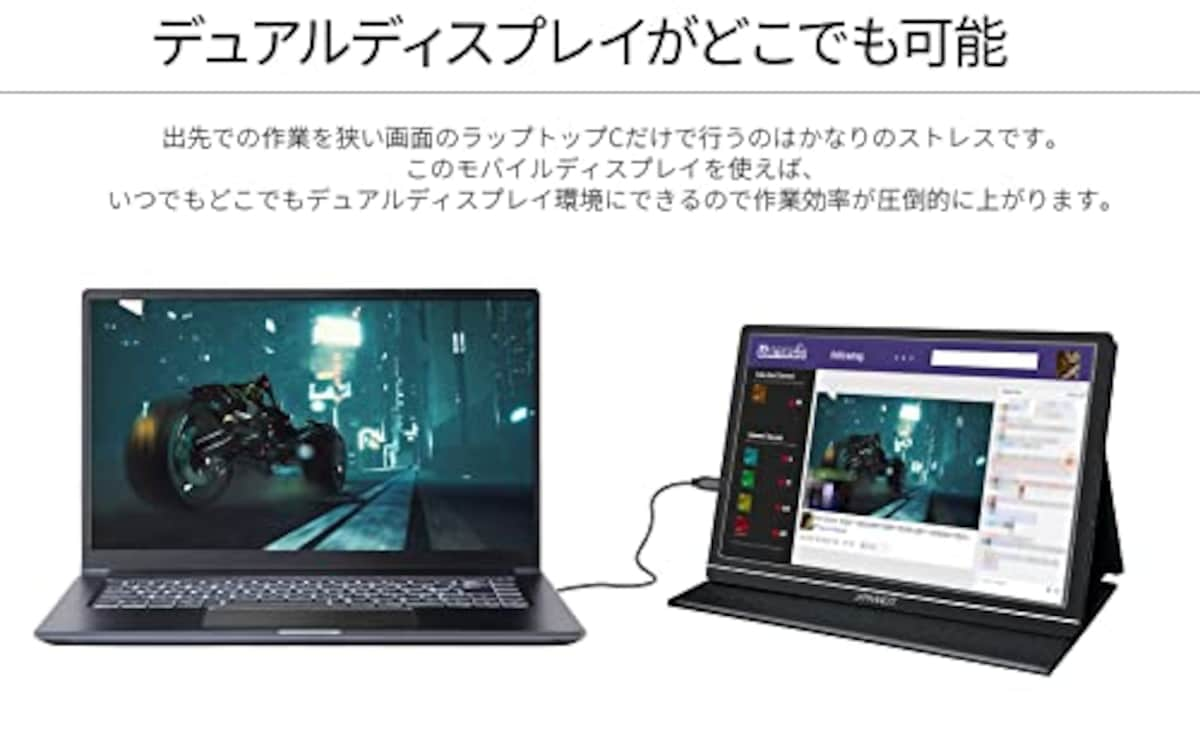  JAPANNEXT JN-MD-IPS1012HDR 10.1インチ 1920x1200解像度 モバイルモニター USB Type-C miniHDMI画像2 