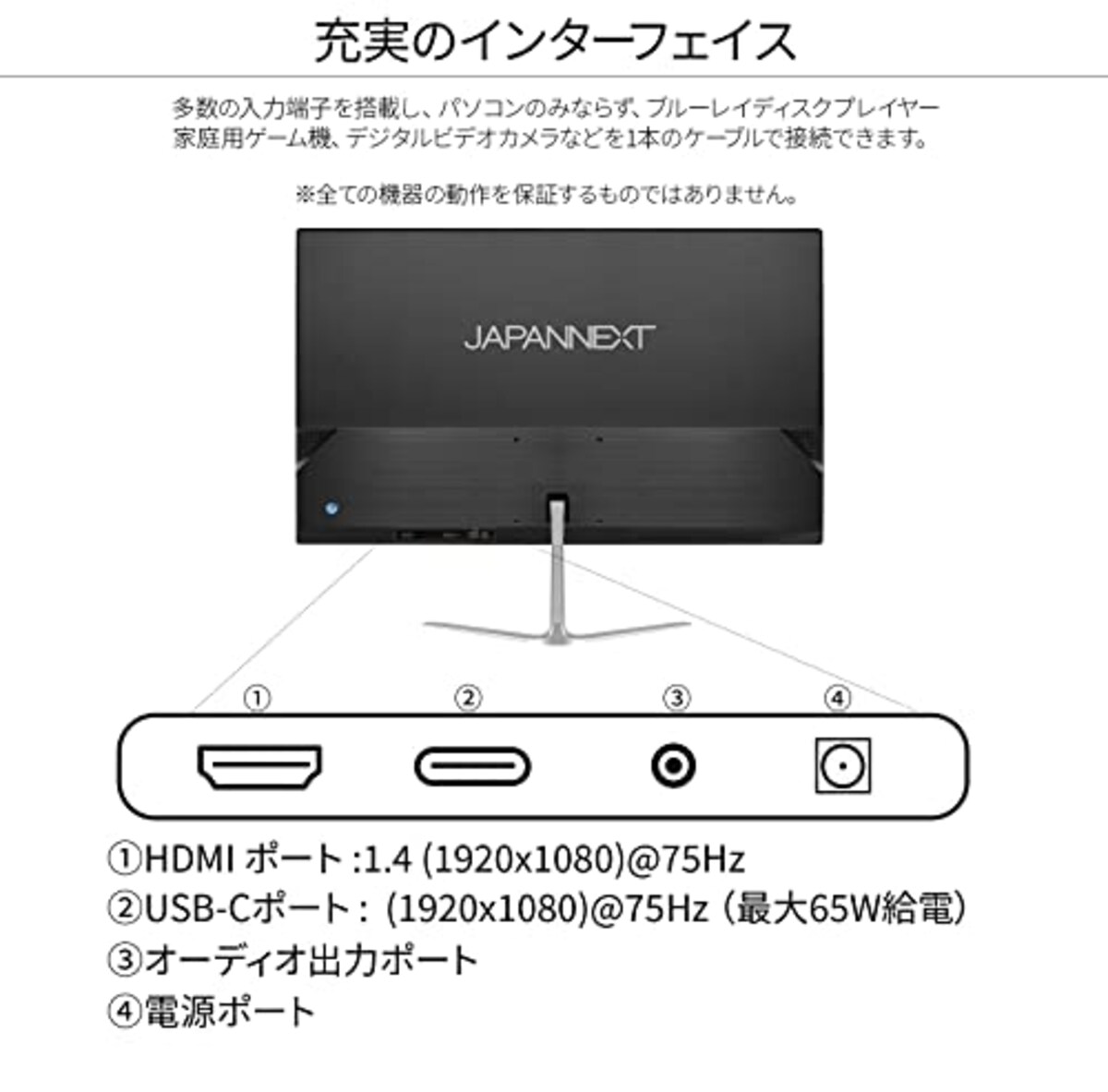  JAPANNEXT 21.5インチIPSパネル搭載 フルHD液晶モニター JN-IPS215FHD-C65W HDMI USB-C(65W給電）sRGB95%画像5 