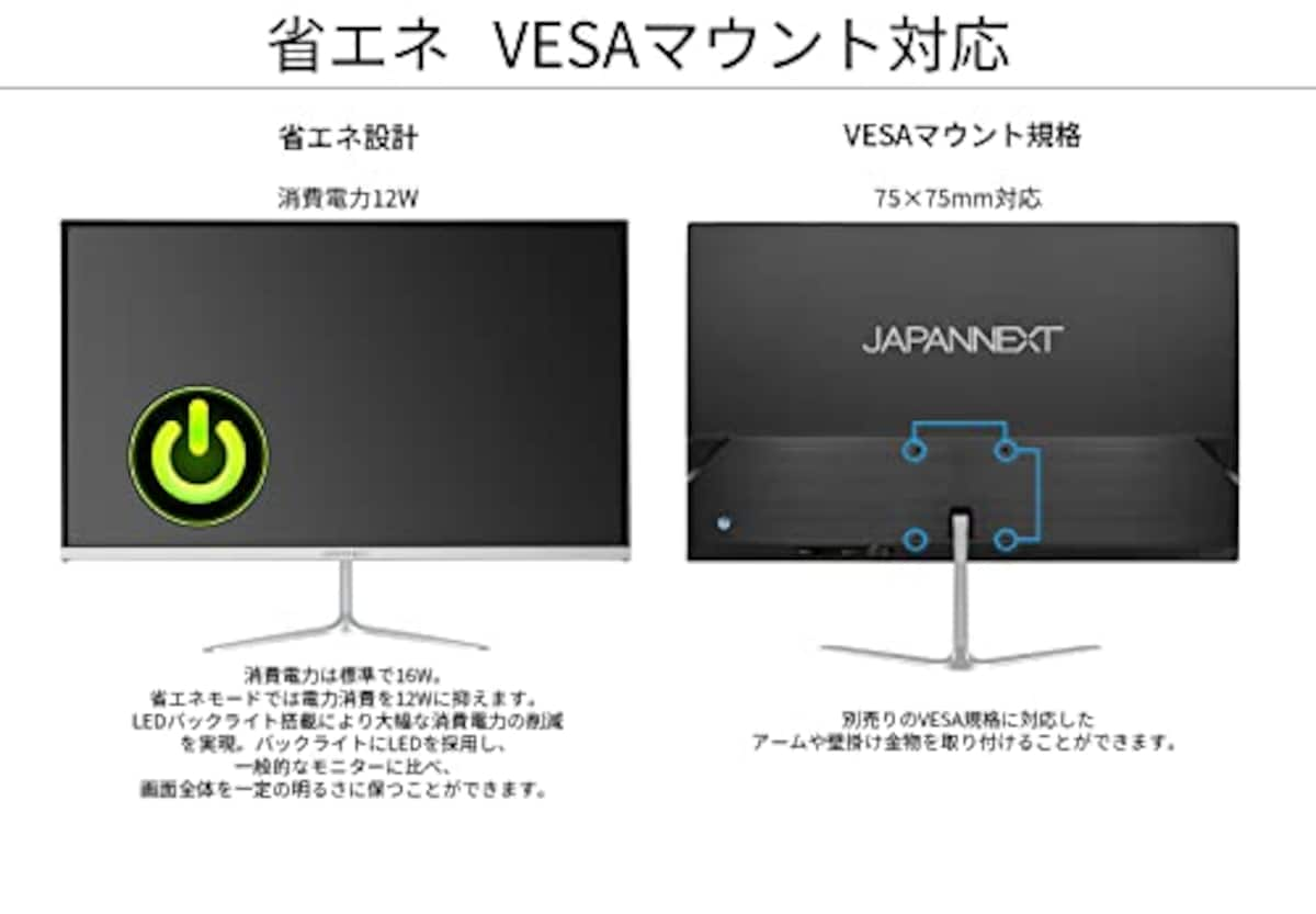  JAPANNEXT 21.5インチIPSパネル搭載 フルHD液晶モニター JN-IPS215FHD-C65W HDMI USB-C(65W給電）sRGB95%画像6 