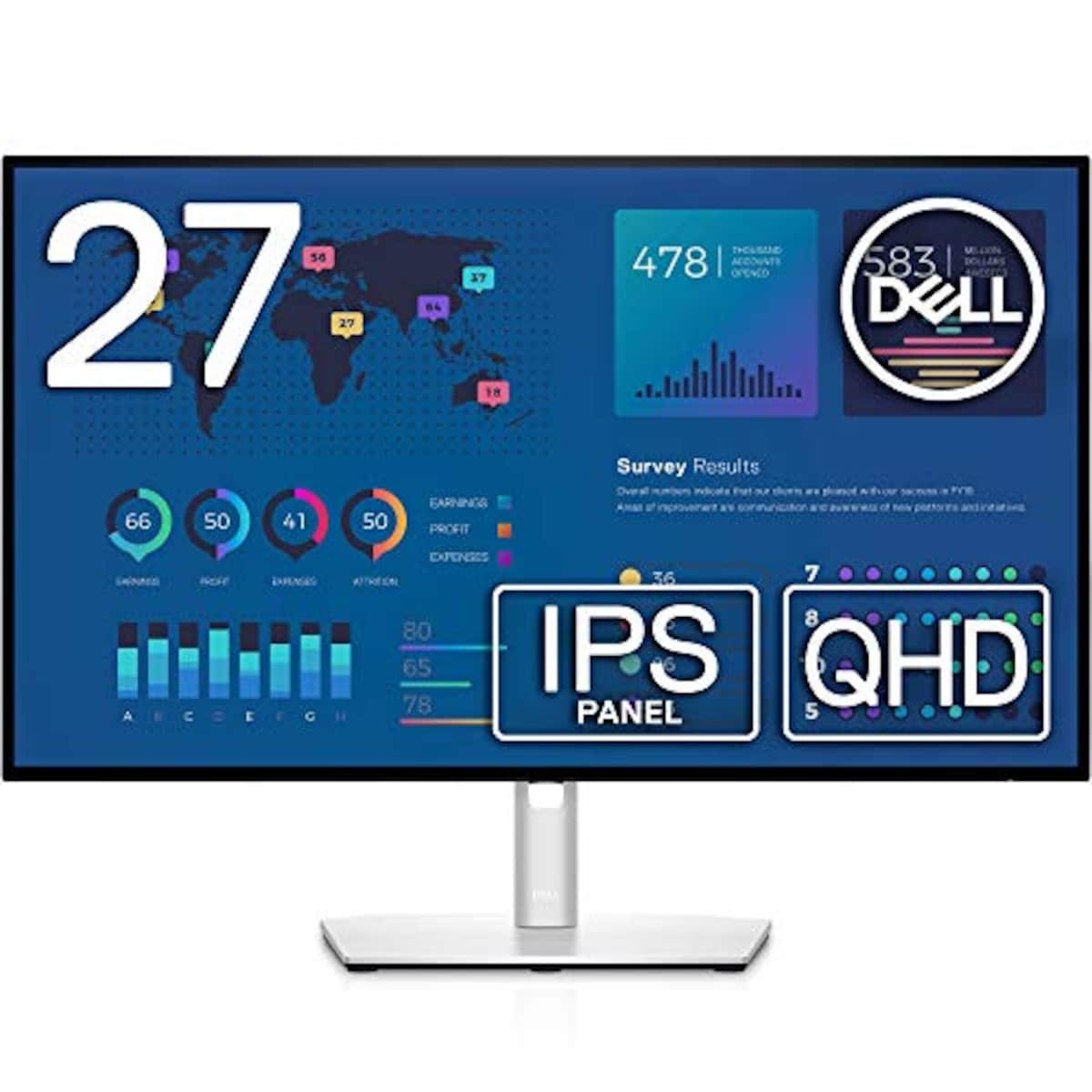 Dell U2722D 27インチ モニター (3年間無輝点交換保証/QHD/IPS非光沢/DP・HDMI/縦横回転・高さ調整/Rec.709 100%)