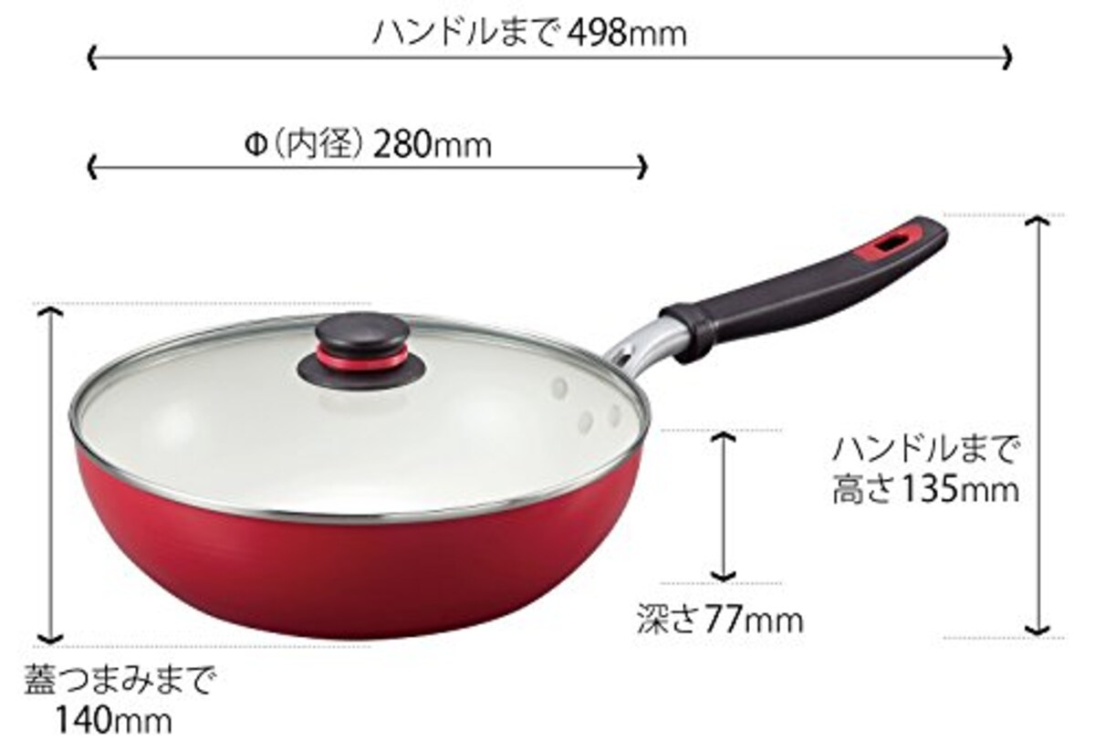  和平フレイズ ガラス蓋付 いため鍋 28cm ハーティス IH対応 HM-9003画像3 